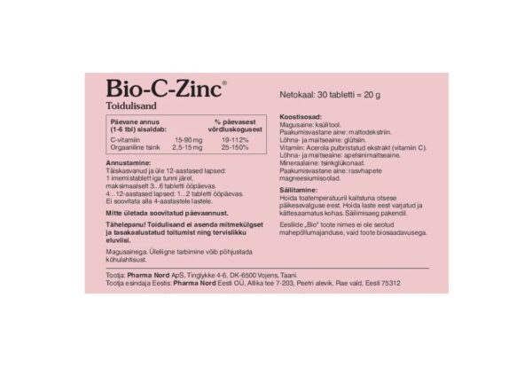 Bio-C-Zinc imemistabletid info karbil