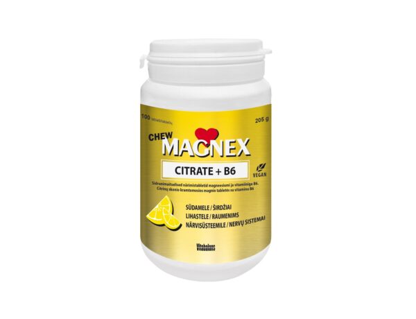 Magnex citrate +B6 sidrunimaitselised närimistabletid N100