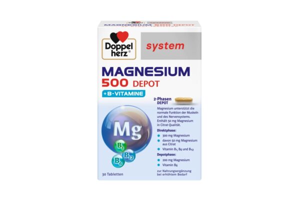 DoppelHerz system Magneesium 500 depot + B-vitamiinid tabl N30