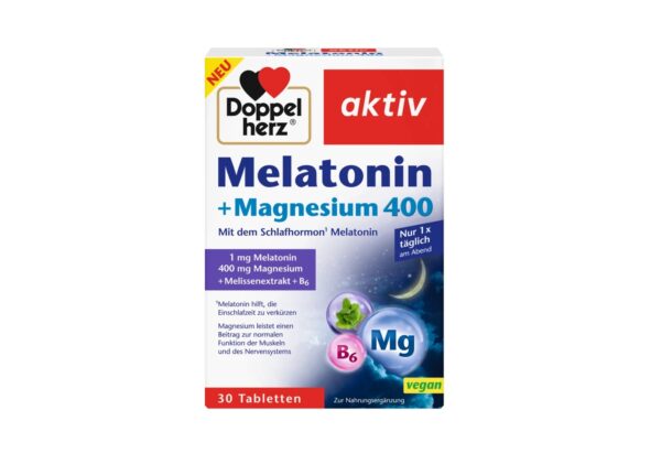 DoppelHerz aktiv Melatoniin + Magneesium 400 + melissiekstrakt ja vitamiin B6 tabl N30