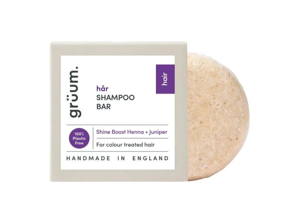 grüum.har shampoo bar shine boost henna+juniper värvitud juustele 50g