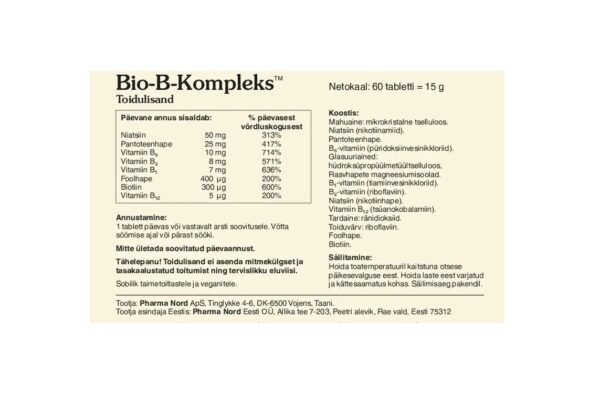 Bio-B-kompleks tabletid karbi tagakülg