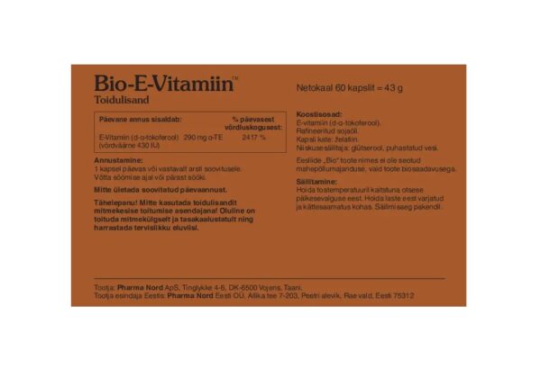 Bio-E-Vitamiin kapslid info karbil